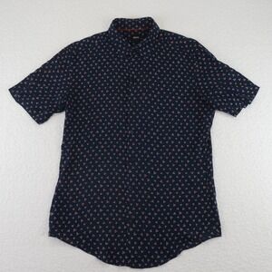 Hugo Boss 100% Viscose Short Sleeve Button Up Shirt Mens Medium Sharp Fit